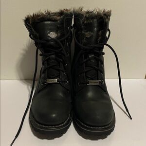 Harley-Davidson Women's Black Fur-Trimmed Boots